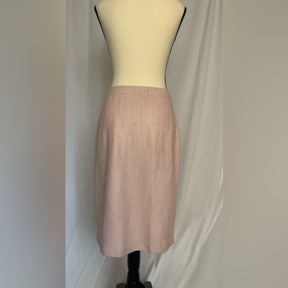 St John Santana Knit Blush Pink Metallic Pencil Skirt Size 8 Classic - Picture 4 of 8